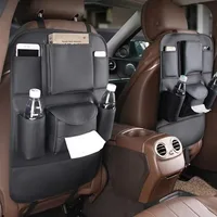 Leather Car Seat Back Organizer Universal Backseat Hanging Storage Bag Auto Cup Holder Phone Pocket Tissue Protector Durable 3