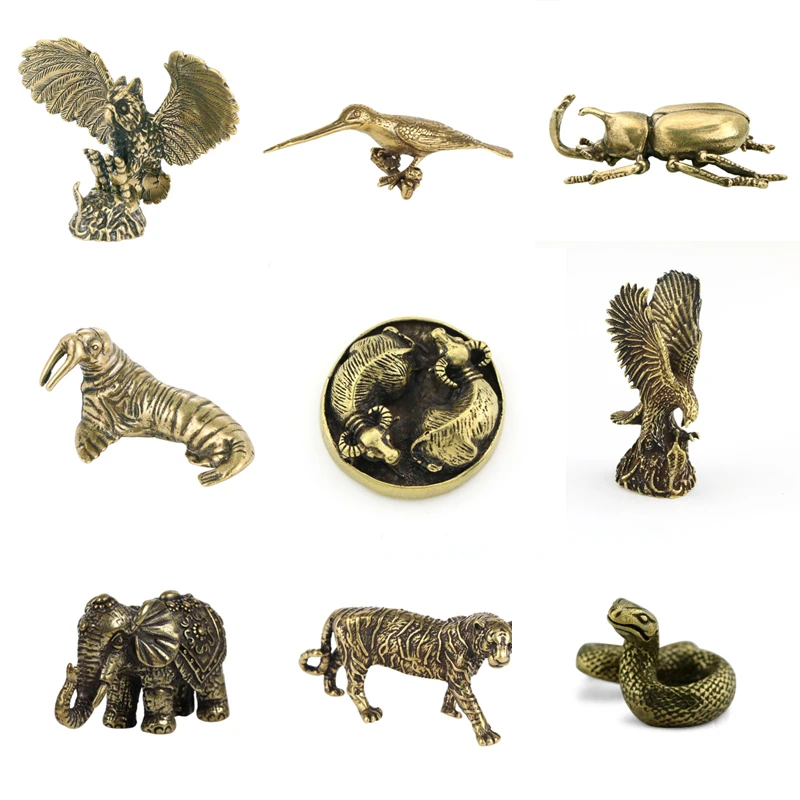 VintagePureBrassAnimalsFigurinesMiniatureSimulationSmall