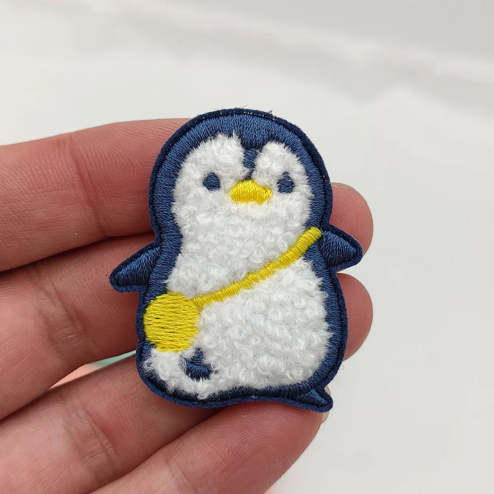 Animal Plush Embroidery Penguin Self-adhesive Patches For Clothing