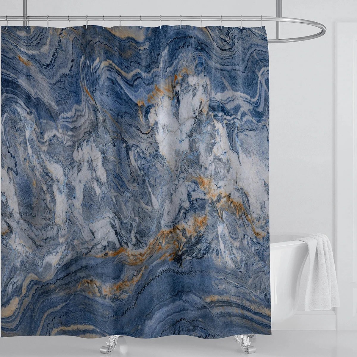 Marble Waterproof Shower Curtain Waterproof Shower Curtain for Bathroom Decor Printed Washable Shower Curtain with Hooks 2