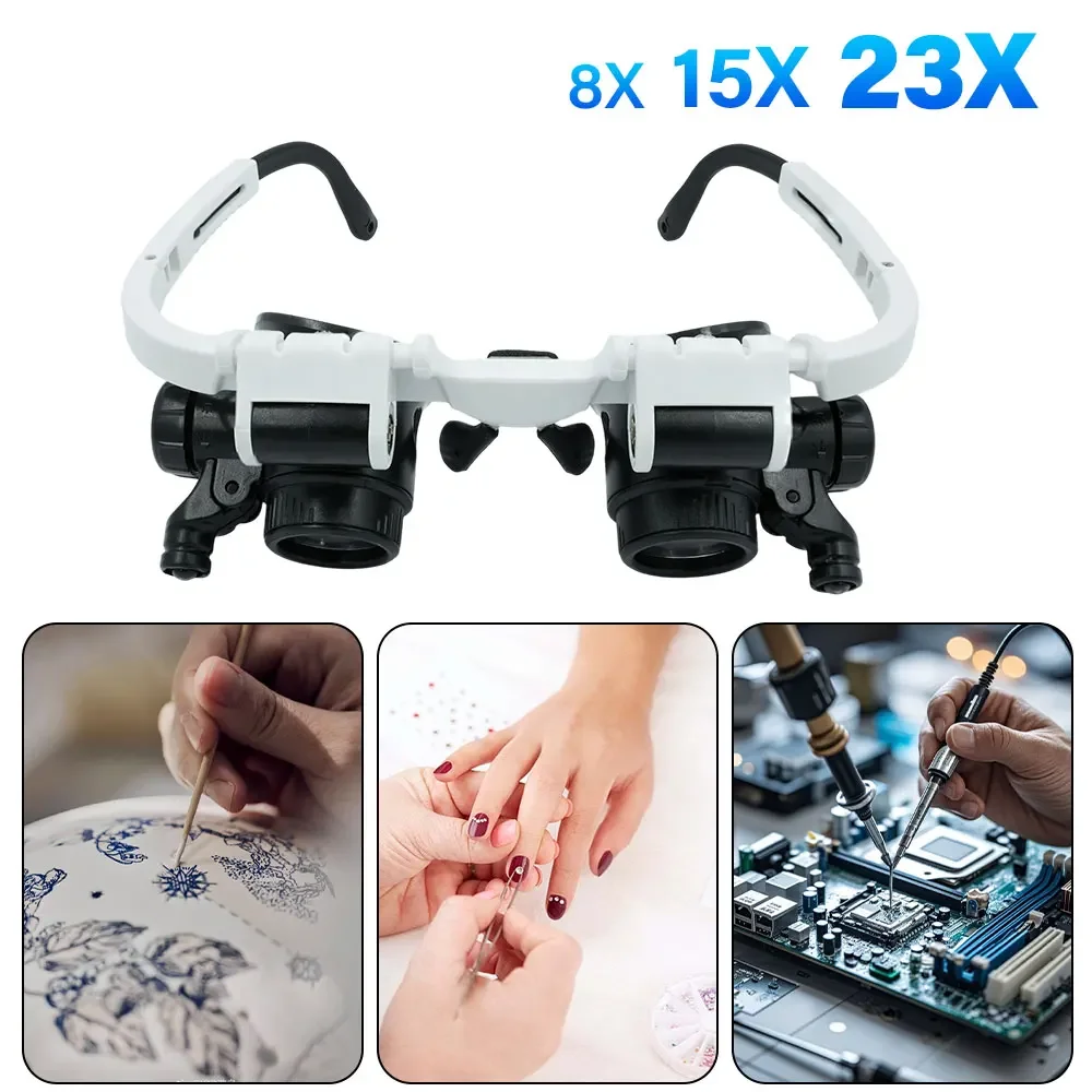 Magnifier Glasses 8X 15X 23X 2LED Professional For Reading Jewelers Repair
