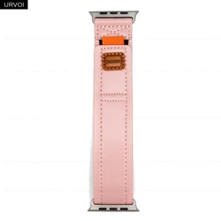 URVOI Premium Leather Watch Strap with Hook and Loop Fastener Closure for 46mm-S10 44 45 49mm (Soft pink)