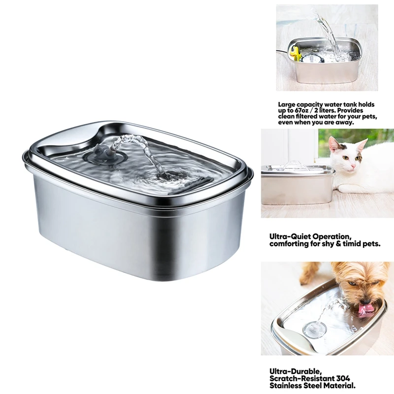 

Stainless Steel Cats Water Fountain Pet Water Fountain Dog Water Dispenser Cats Fountains 108Oz/3.2L For Drinking US Plug