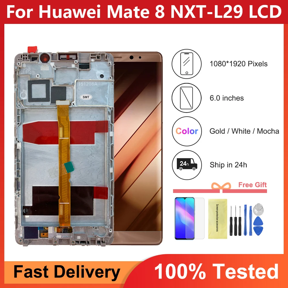 

6.0'' For Original For Huawei Mate 8 LCD Touch Screen with Frame Digitizer Replacement Display For Mate 8 Mate8 Lcds NXT-L29