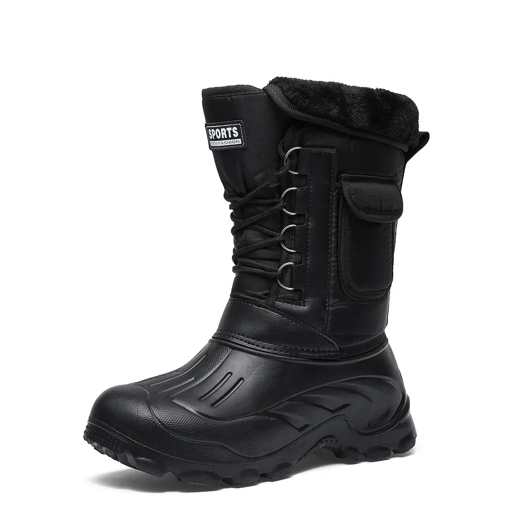 2023 New Men's Winter Boots Platform Men's Snow Boots Warm Thick Plush Waterproof Outdoor Fishing Work Boots Plus Size 40-46