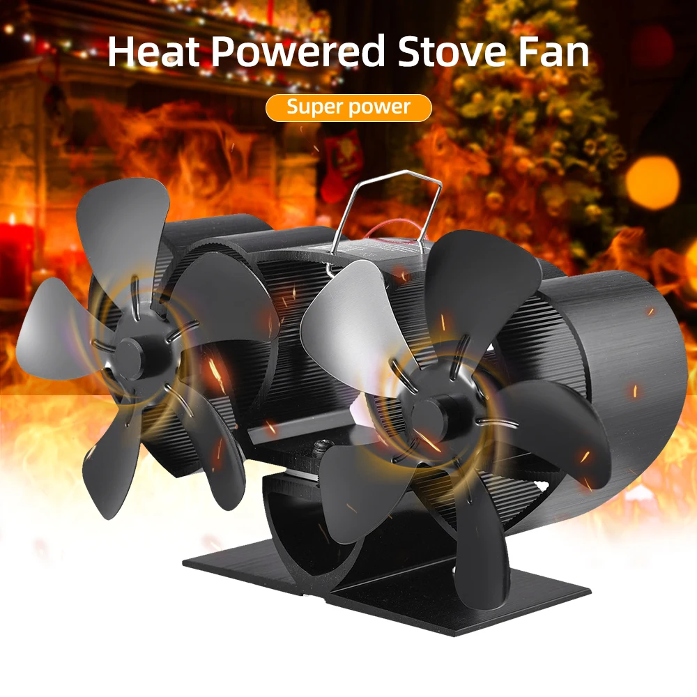 Dual-motor Stove Fan Home 10 Blades Heat Powered Stove Fan Fireplace Fan  Non-Electric Heater for Wood Burning Stove Burner - AliExpress