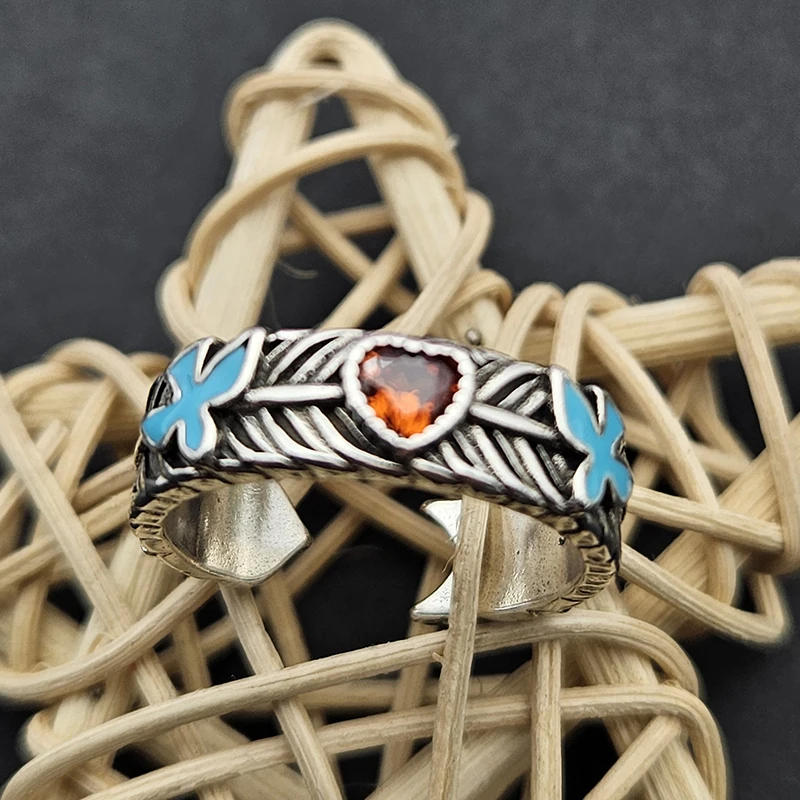 

Chaopai Retro Red Love Bird Open Ring for Men and Women