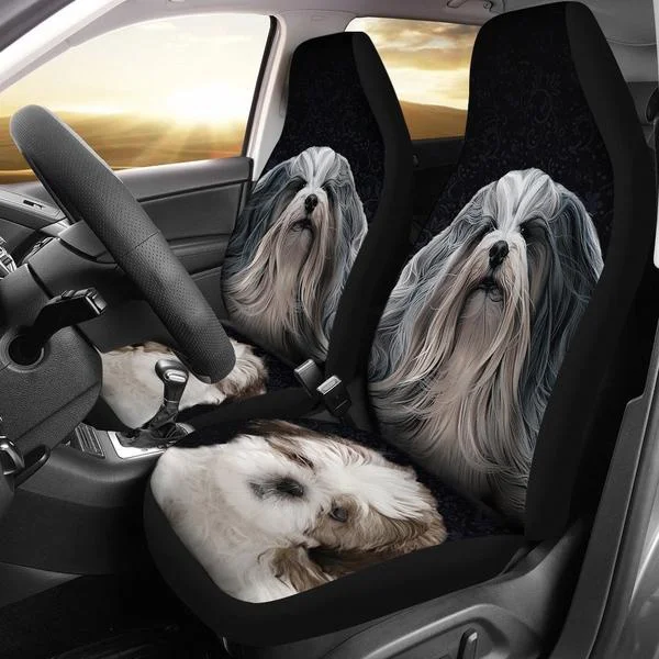 

Cute Lhasa Apso Dog Print Car Seat Covers 2pcs