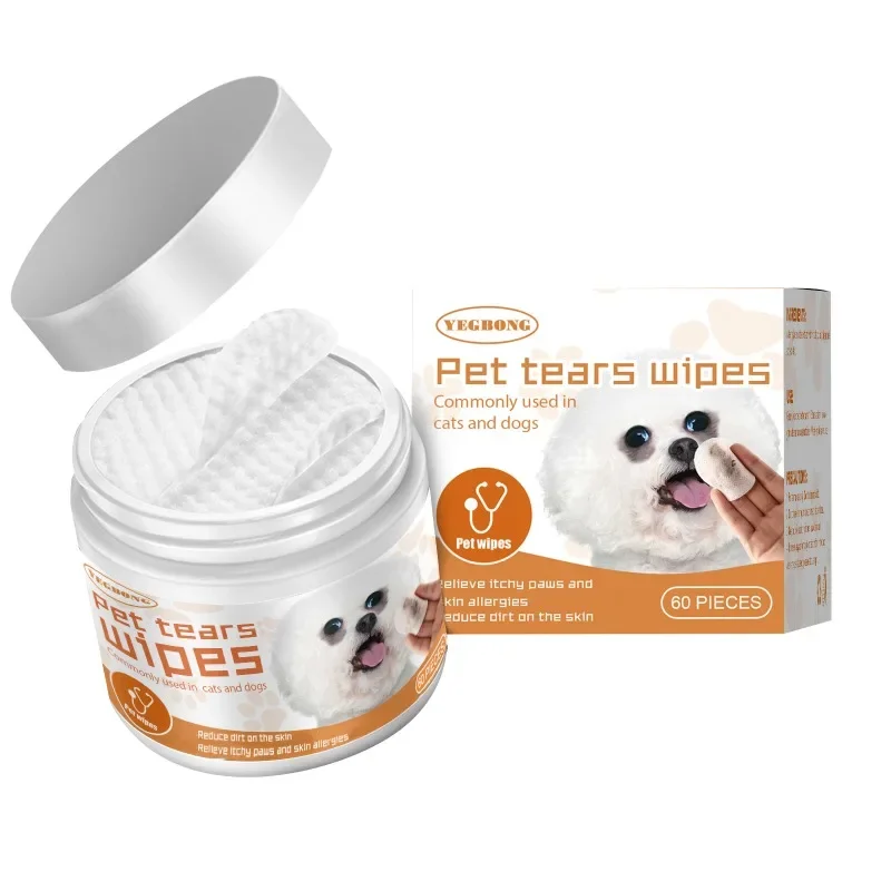 Pet Paper Towels 60PCS Cat Dog Disposable Cleaning Wipes Non-woven Eye Tear Cleaning Ear Stain Remover Wet Towels Grooming Tools pet cleaning wipes