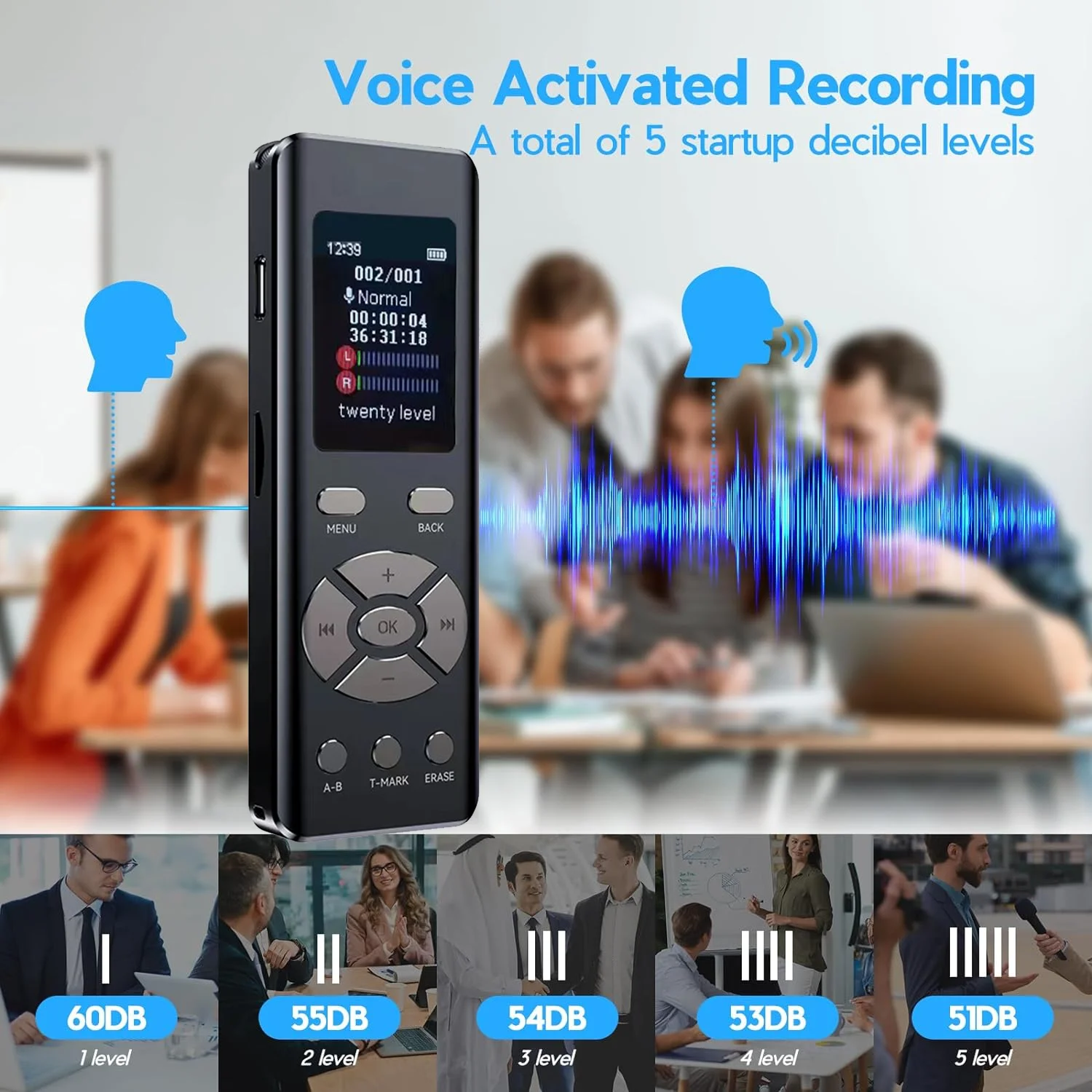 Digital Voice Recorder Mini Voice Recorder Upgraded Small Audio with MP3&USB for Lectures Meetings Interviews