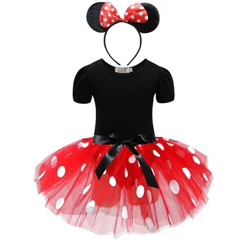 소녀 미키 미니 만화 마우스 공주 드레스, 어린이 생일 파티, 귀여운 재미있는 코스튬, 어린이 1, 2, 3, 4, 5, 6 세 옷