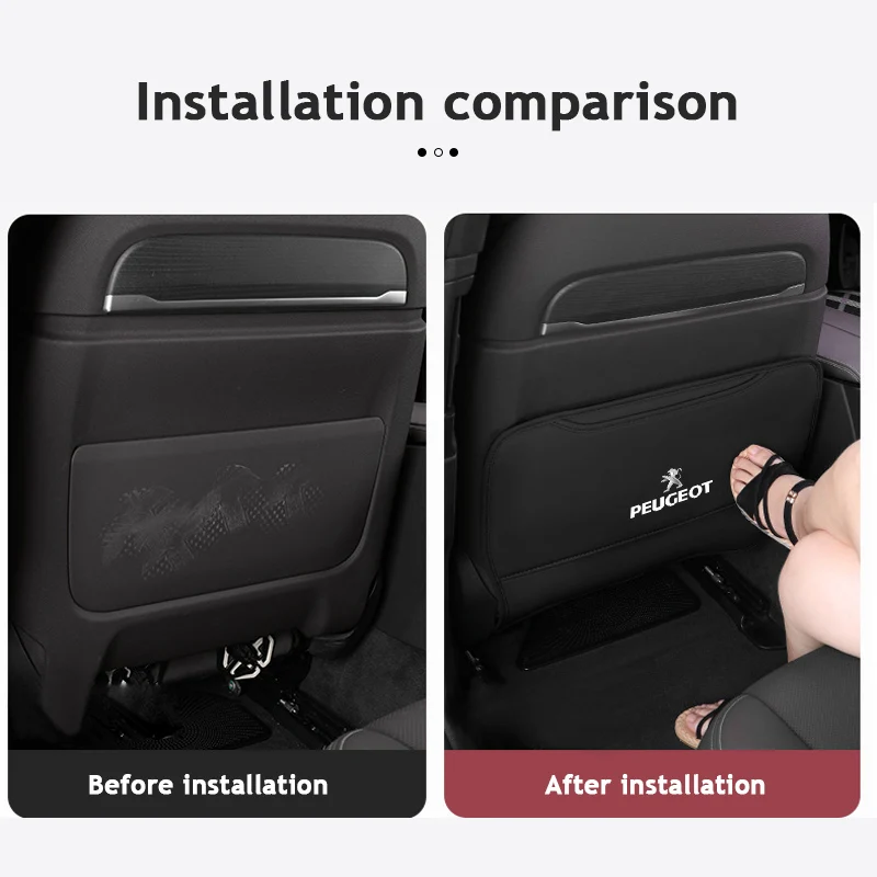 1pcs PU Leather Car Anti-Kick Pad Accessory For Peugeot 206 207 3008 301 406 108 408 607 307 807 4008 107 308 106 208 407 205