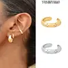 1PC 24k Gold-Plated Silver Metal Punk Ear Cuff Clip Earrings Europe and America Piercing Ear Cuff Female C-Shape Crystal Earring 1