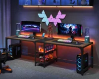 Tribesigns 90.55'' 2 Person Desk with Storage Shelves, Double Computer Desk with Spacious Desktop, Extra Long Study Writing Tabl 2