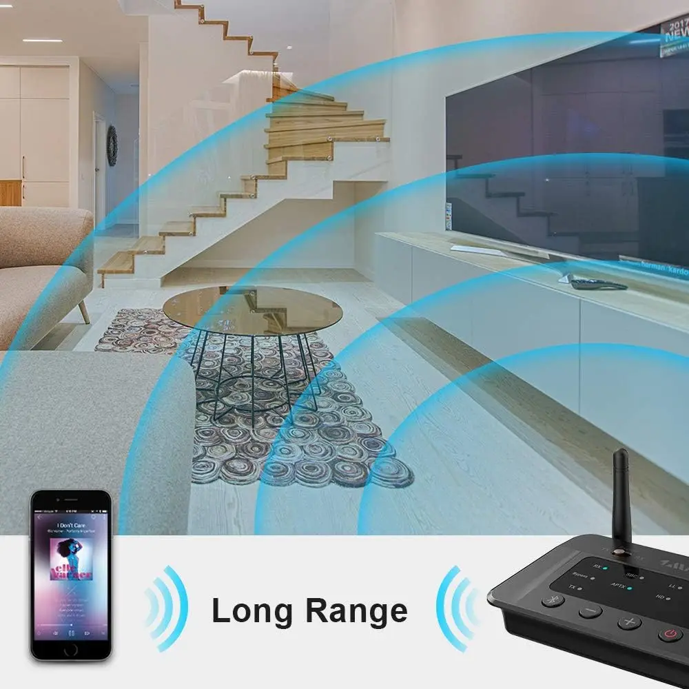 B03 Bluetooth 5.3 Transmitter Receiver TV Home Stereo Headphones aptX Low Latency HD Adapter Splitter RCA AUX 3.5mm Input/Output