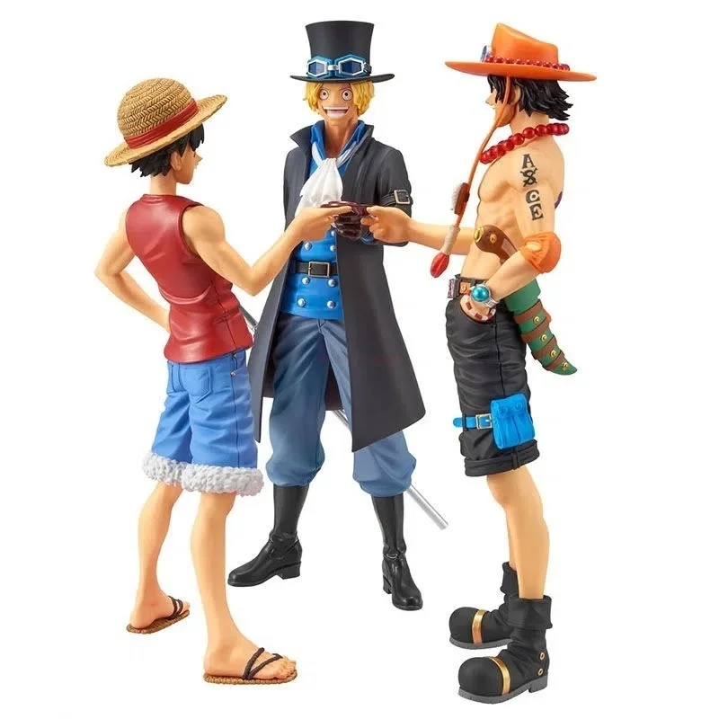 

20cm One Piece Anime Figure Luffy Ace Sabo Three Brothers Sworn Wine Statue Pvc Action Figurine Collectible Model Toy Gift
