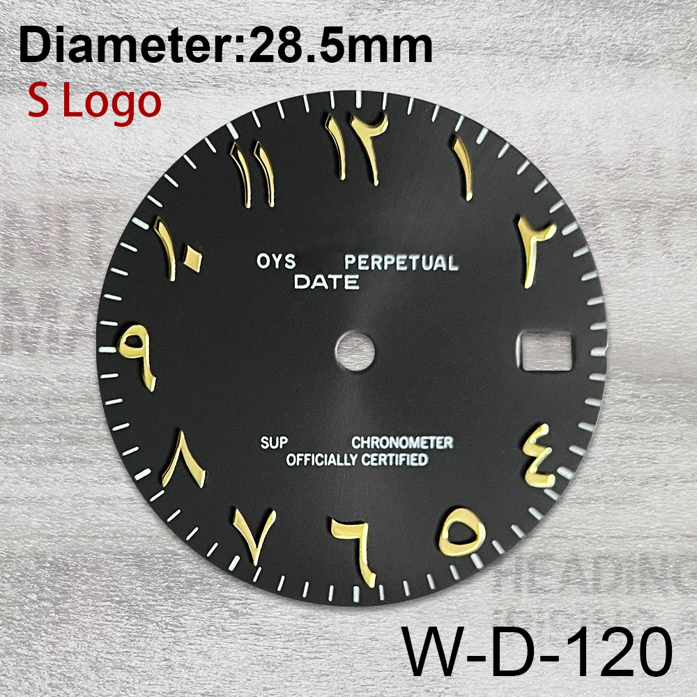 28.5mm S Logo Dial Arabic Numeral Nail Suitable For NH35/NH36/4R35/4R36/7S Automatic Movement  Watch Modification Accessories