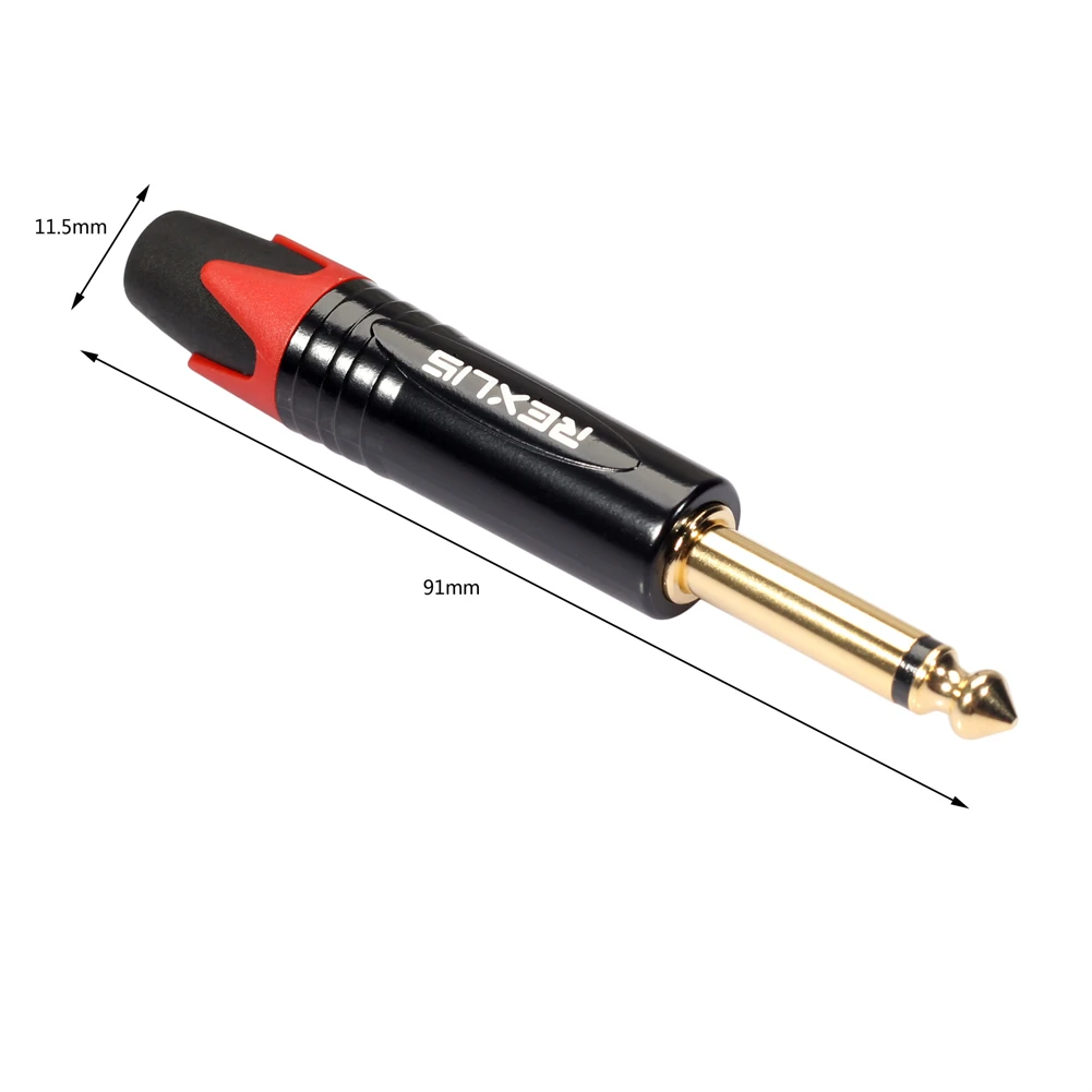 Mono 6.35MM Jack 6.3MM Male Plug Connector Aluminum Tube Brass Gold Plated 1/4 Inch Microphone Plug Audio Cable Connector audio jack pickup,audio adapter set,audio adapter,audio cable