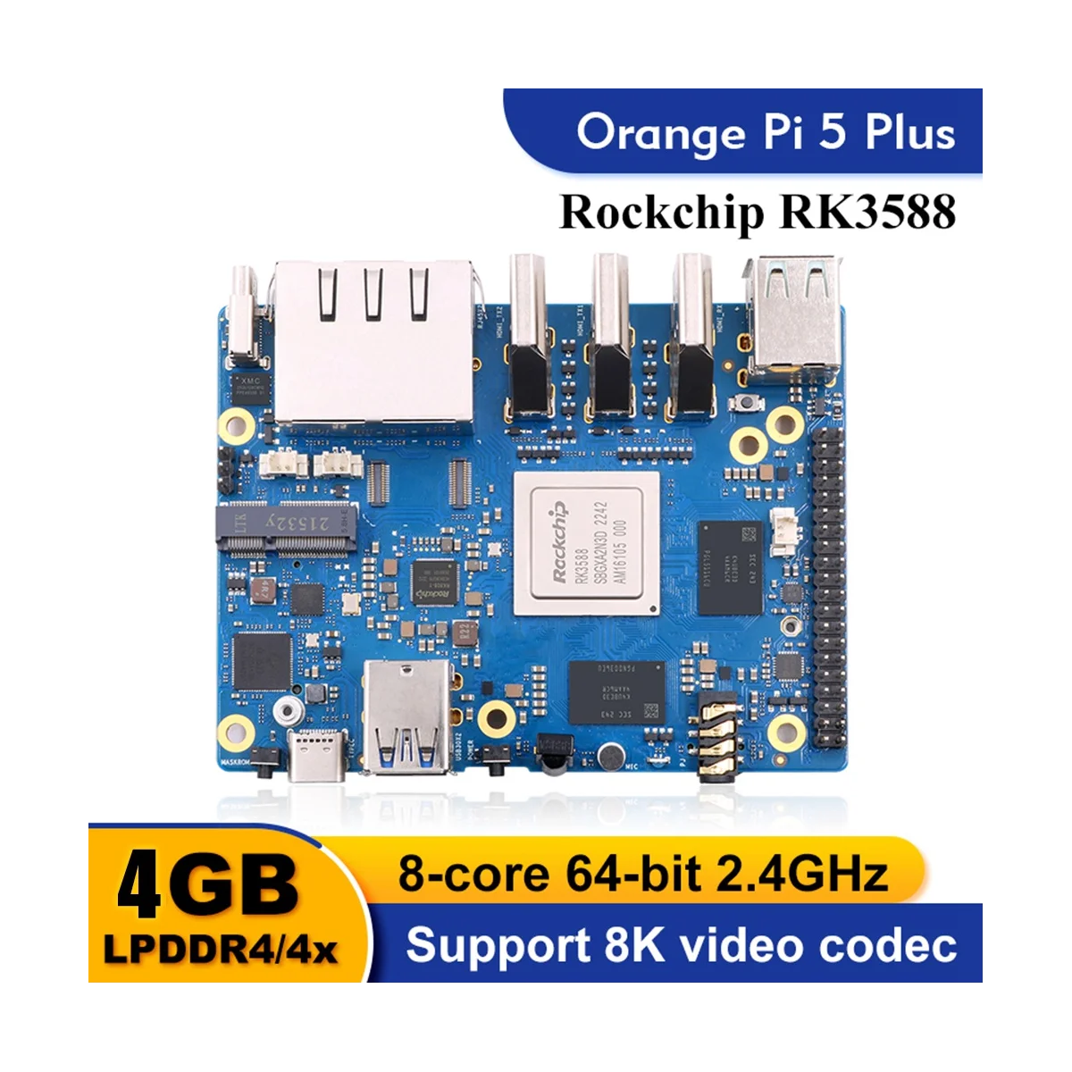 

Для Orange Pi 5 Plus 4 ГБ ОЗУ, одноплатная компьютерная модель RK3588, внешняя Плата расширения Wifi6 Pi5 Plus