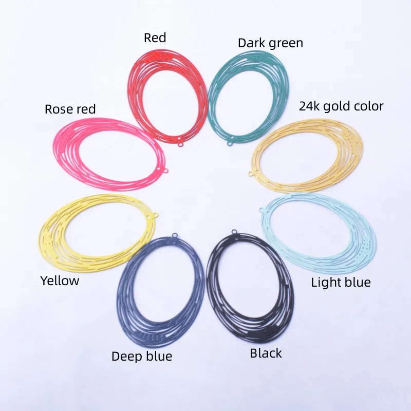 다채로운 블랙 골드 컬러 대형 타원 참, 빈 타원형 커넥터 펜던트, DIY 쥬얼리 제작, AB4312, 52*35mm, 30 개
