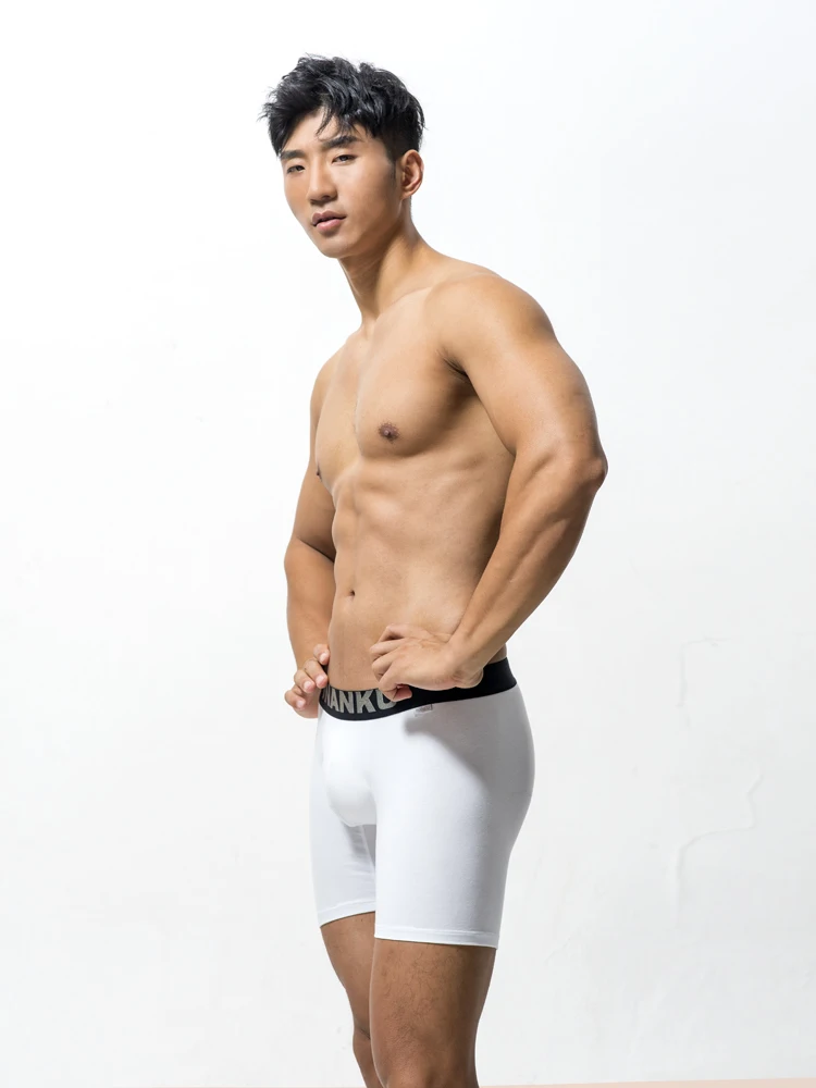 100% Cotton Low Waist Body Shaping Solid Color Men's Sports Underwear Boxer Shorts Pants Breathable Comfort Tight Anti-Curling