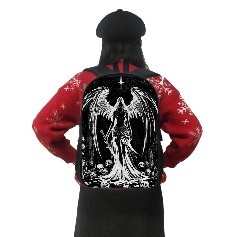 Gothic Black Angel Demon Backpack Punk School Bags for Teens Daypack Women Men Rucksack for Travel Laptop Backpacks Bookbag 3