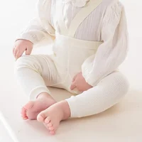 2024 Spring Fashion Boy Baby Solid High Waist Overalls Girl Children Cotton Leggings Infant Casual Suspenders Pants Kid Trousers 5