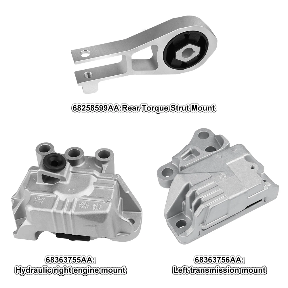 

3Pcs Engine Motor & Transmission Mount for Jeep Compass 2.4L 2017-2020 Renegade 2015-2020 Fiat 500X 2016-2018 68258599AA