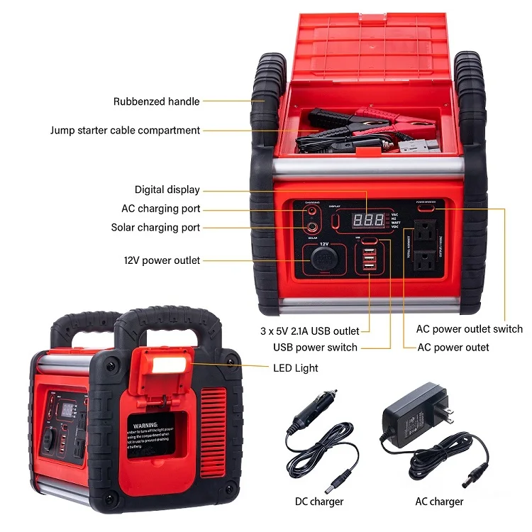 400w 야외 휴대용 납 산성 배터리 태양 발전기 캠핑 자동차 점프 스타터 12v dc 110v 220v ac 보조베터리 역 태양
