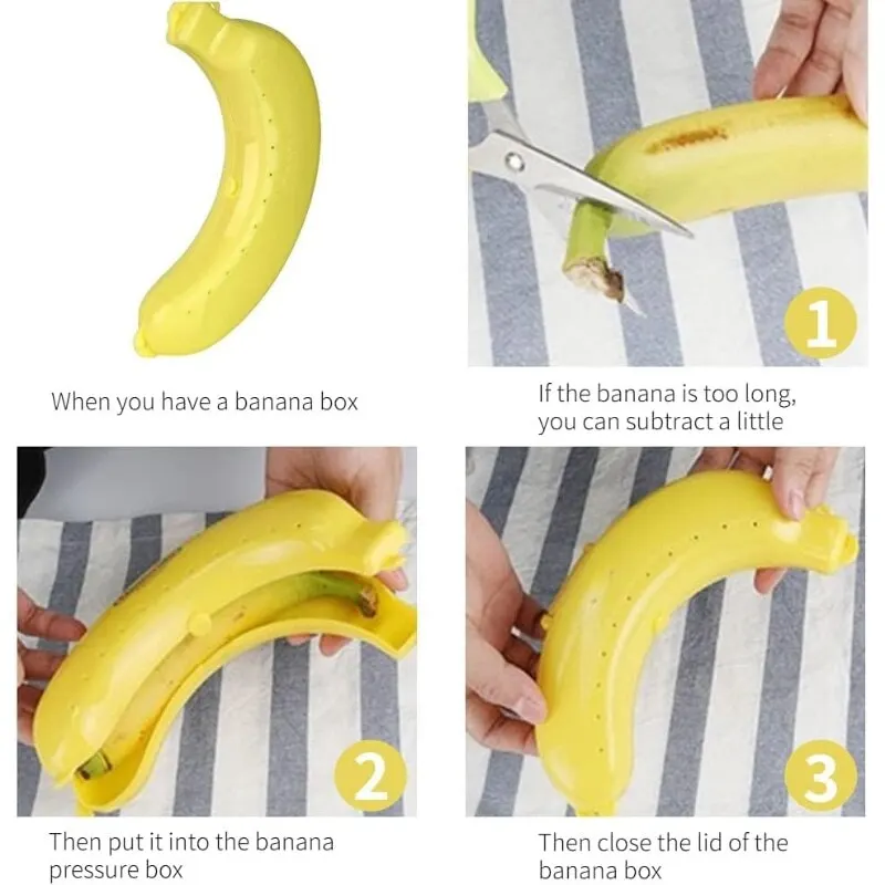 DALAETUS 3er Set Bananenbox – Platzsparende Aufbewahrung, Gelb, Spülmaschinenfest, Mit Aufhänger