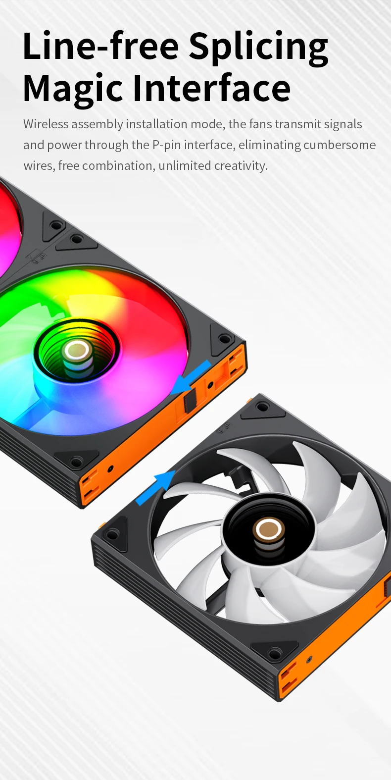 JM-4 Mirror Cycle Light Effect ARGB PC Case Fan 3 IN 1 PC Fan Kit Computer Radia