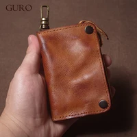 GURO Luxury Brand Genuine Leather Key Bag Multifunctional Waist Hanging Card Holder Coin Purse Men Women Car Key Case Organizer