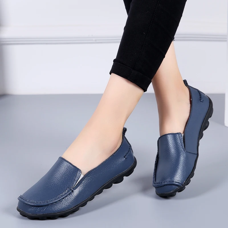 Flat Shoes for Woman Soft Casual Women Shoes Genuine Leather Lightweight Slip on Women Loafers Plus Size 44 Zapatos women shoes