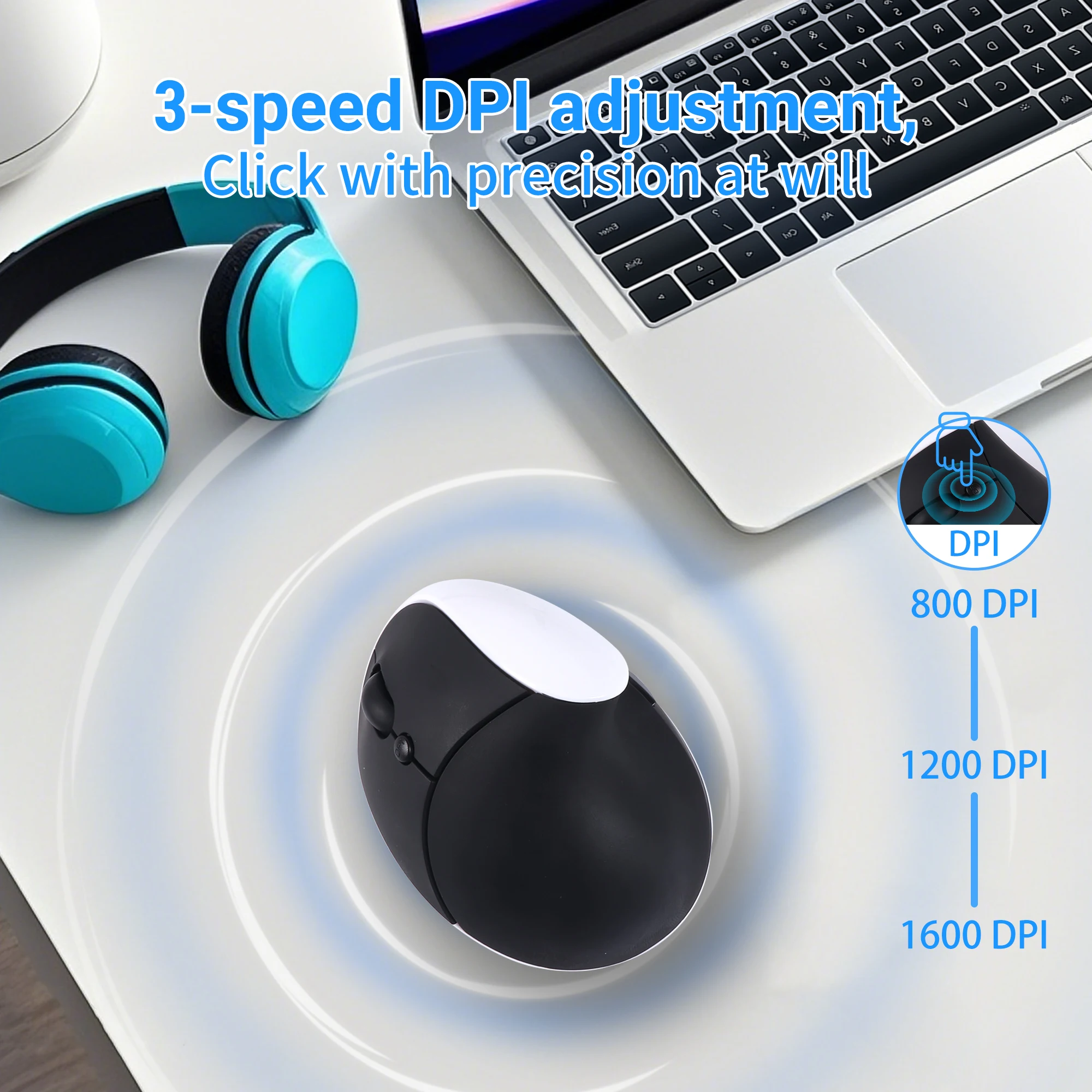 Souris Ergonomique Gaucher – Verticale, Silencieuse, DPI Réglable, Rechargeable ou Piles 2