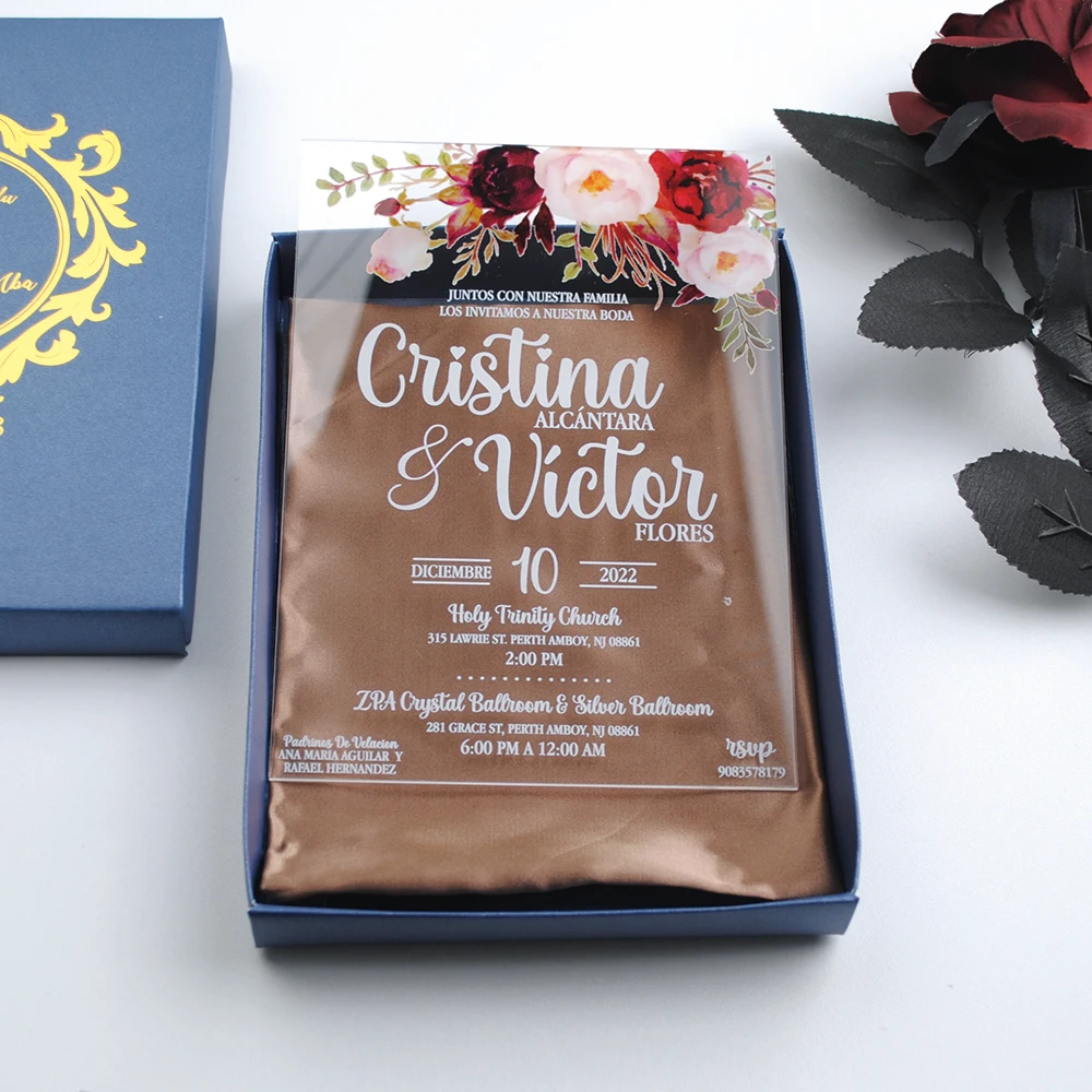 Colorful Printing Acrylic Wedding Invitation Card Thank You Cards 10pcs