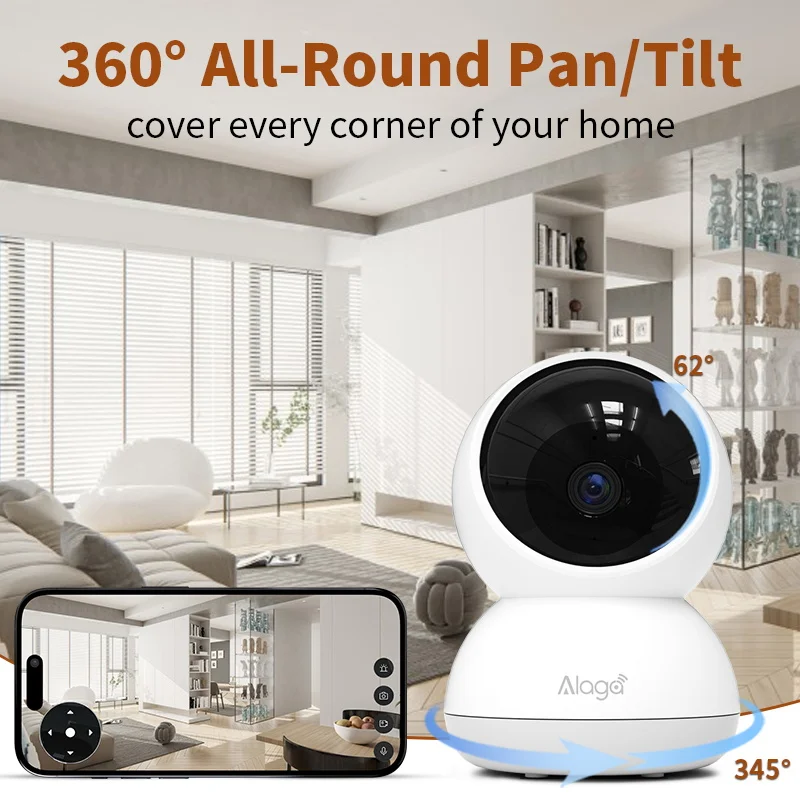 360° Smart Home Security Camera PTZ 2K 5G WiFi AI Detection Night Vision Automatic Tracking Security Surveillance Baby Monitor 2