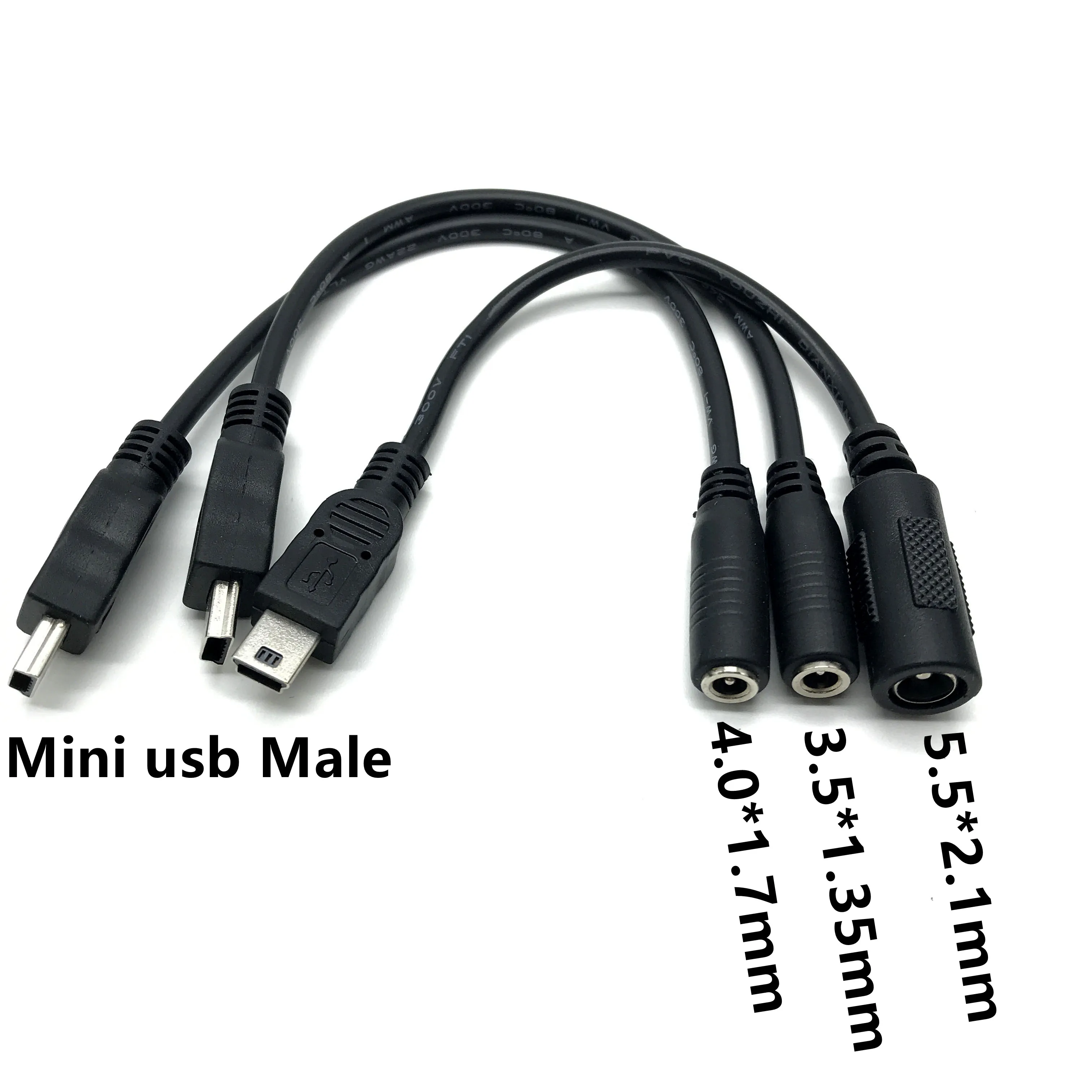 Mini Usb 5pin Macho para dc Power Cabo de Carregamento de Conversão Plug 5.5×2.1 mm 4.0×1.7 mm 3.5×1.35 mm 15cm 5v