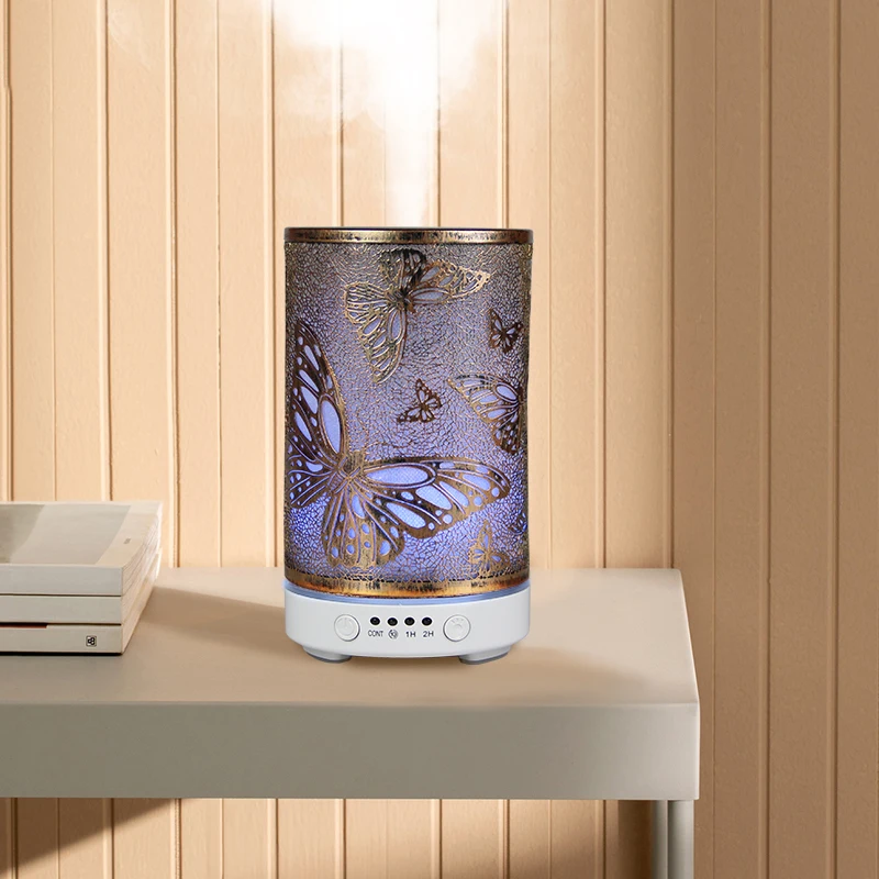 UltrasonicAirHumidifierAromaDiffuserGoldenHollowButterflyHumidityControlAssistantwith