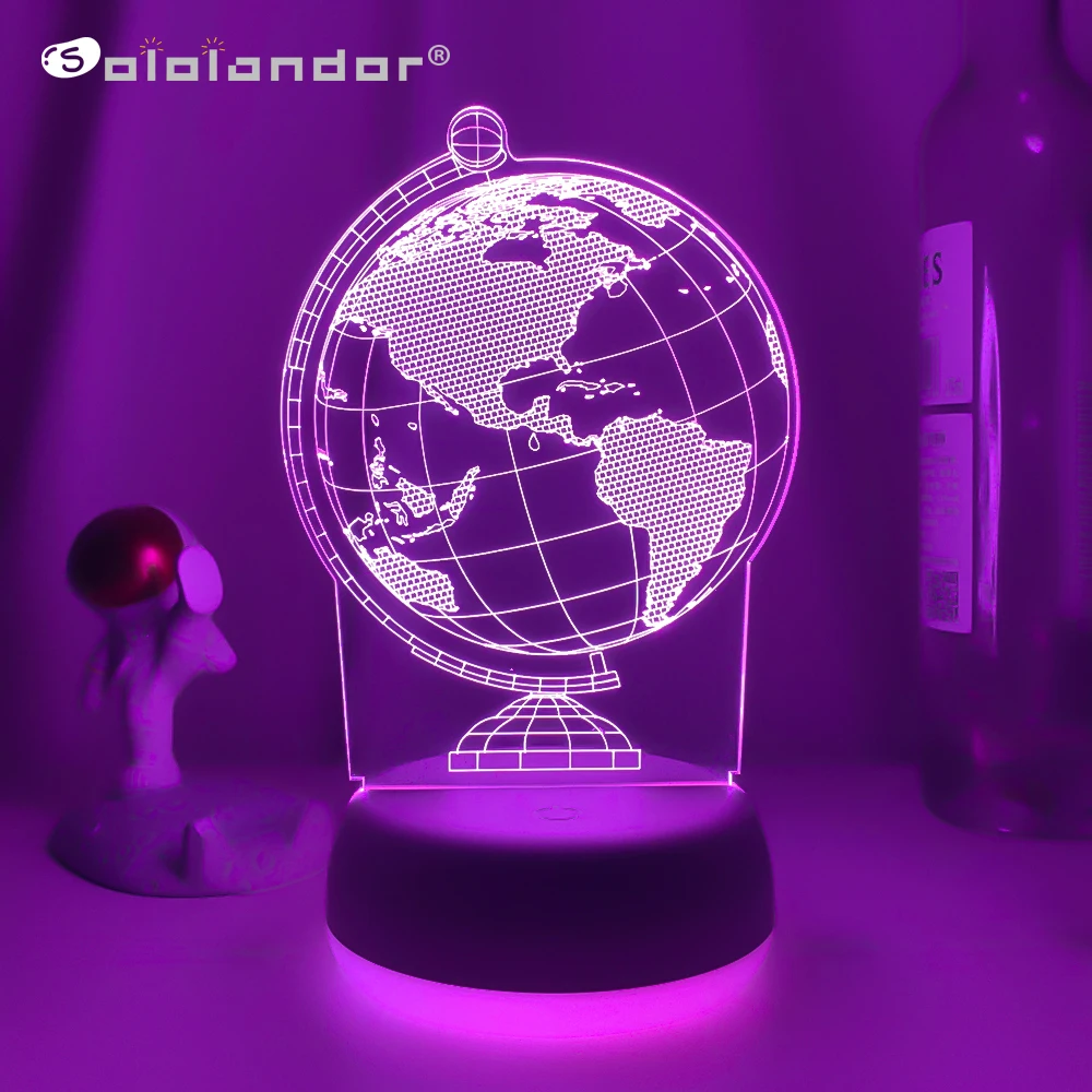

Peculiar Lights Earth 3D Hologram Lamp 7Color Change Night Light Baby Touch Switch Colored Led USB Desk Lamp Atmosphere Lamps