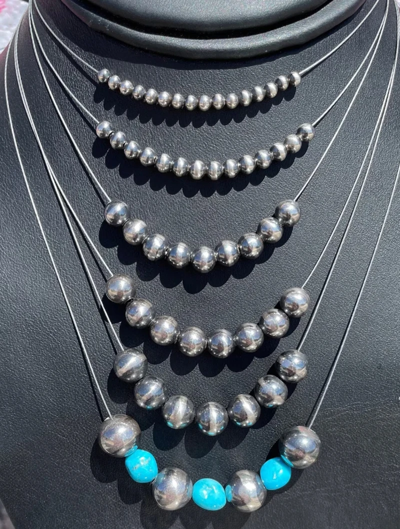 Real 925 Sterling Silver Navajo Pearls Silver Beads for Jewelry