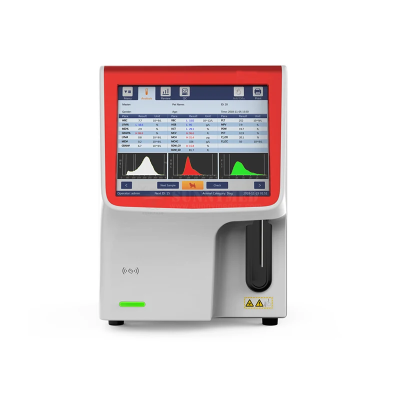 SY-B139V Low Consume Veterinary 3-Diff Auto Animal Clinic Hematology Analyzer with LCD Touch Screen