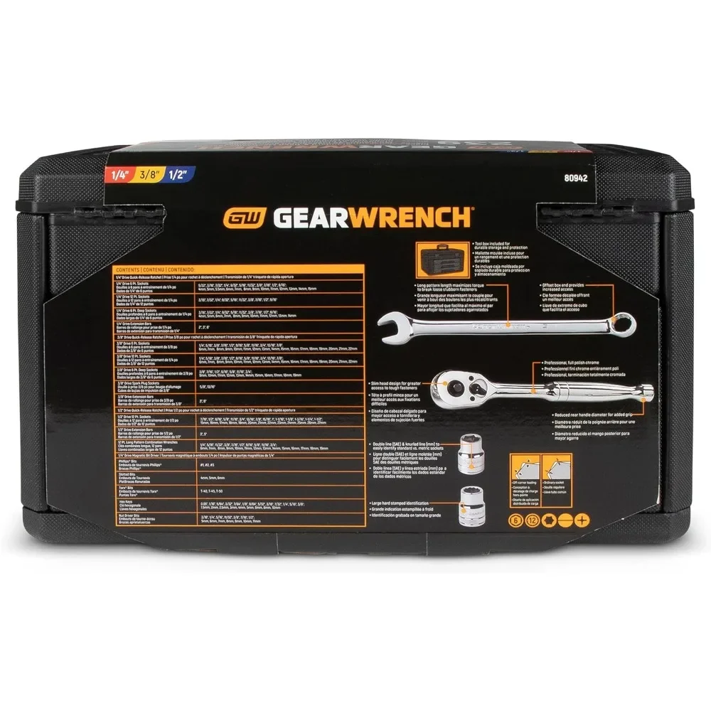 Pt. Mechanics Tool Set In 3 Drawer Storage Box 6