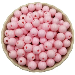 Set of 40 Solid Color 8mm Round Beads for DIY Jewelry and Bracelet Crafts (Light Pink)