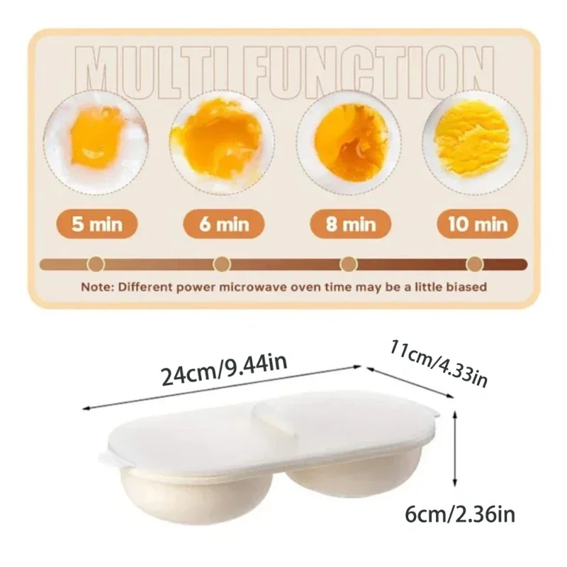 Microwave Egg Poacher Food Grade Cookware Double Cup Egg Boiler Kitchen Steamed Set Microwave Ovens Cooking Tools