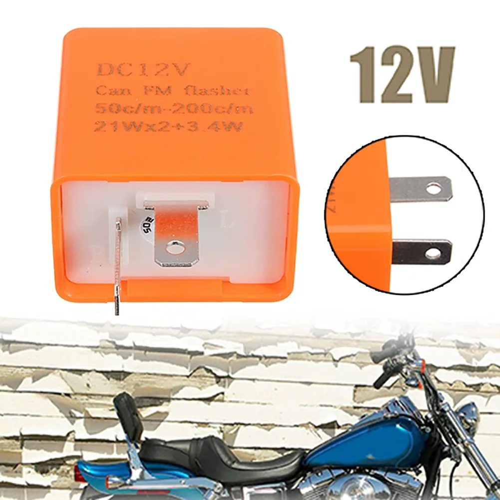 

2 Pin Motorcycle LED Turn Signal Lights Relay Adjustable Speed Blinker Flasher Indicator Lamp Resistor DC 12V Lighting Tool Part