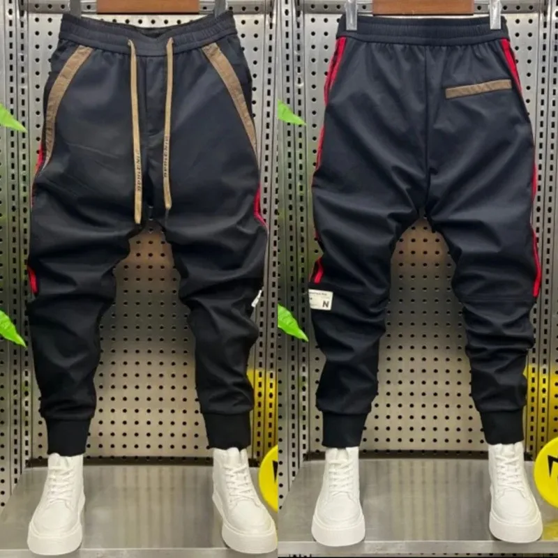 Man Elastic Waist Contrasting Color Sweatpants Outdoor Casual Jogger Pants Loose Trousers High Quality Designer Male Clothing