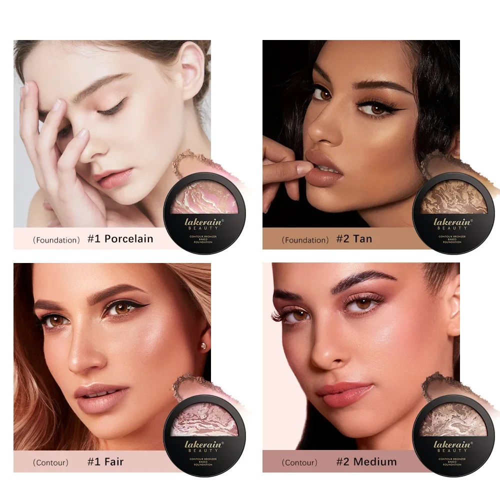 Lakerain 3-In-1 Baking Foundation Highlighter Powder Setting Powder Contour Blush Makeups Cosmetics powder blusher blush powder facial blusher