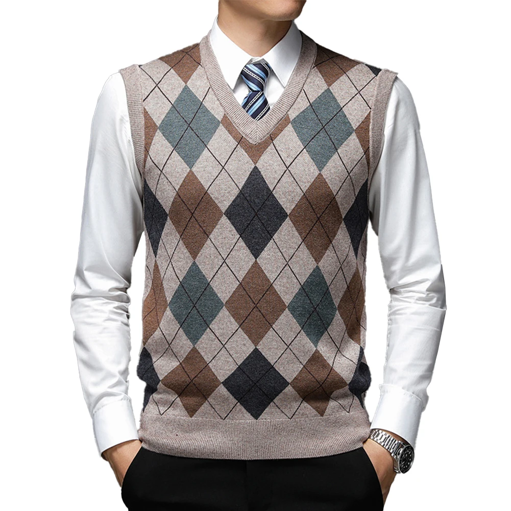 Sweater Top Knit Top Casual Men Plaid Sleeveless Slight Stretch Tank Top Affordable Brand New Widely Applicable