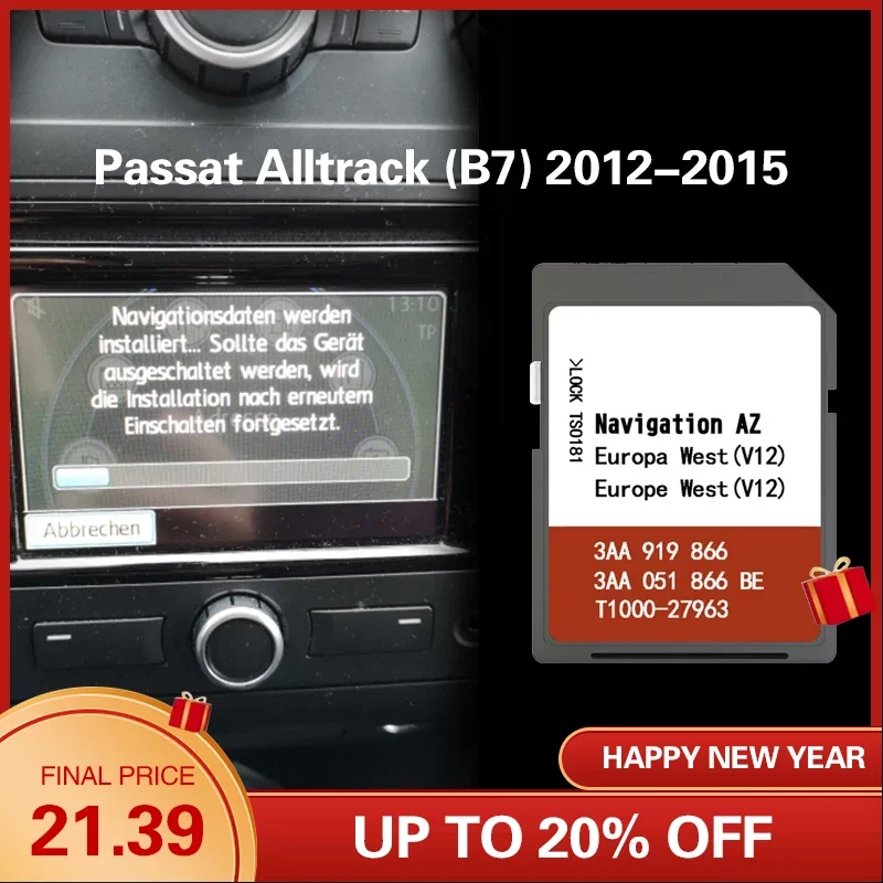Per Passat Alltrack (B7) 2012-2015 Cover Western Europe Rns315 Az V12 Map Sd Card