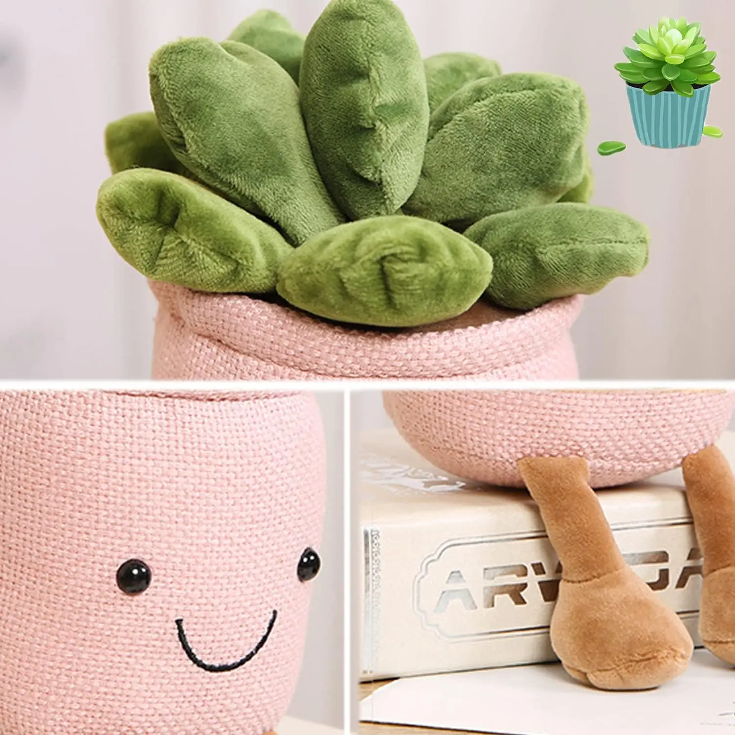 다육식물 인형, 귀여운 다육식물 봉제인형, 화분에 담긴 식물 봉제인형, 아이들을 위한 부드러운 봉제 다육식물 선물